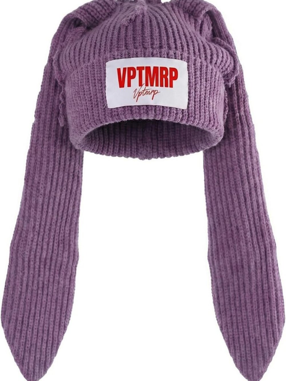 Cute Y2K Bunny Ear Beanie | Warm Knit Slouchy Hat with Deconstructed Seams